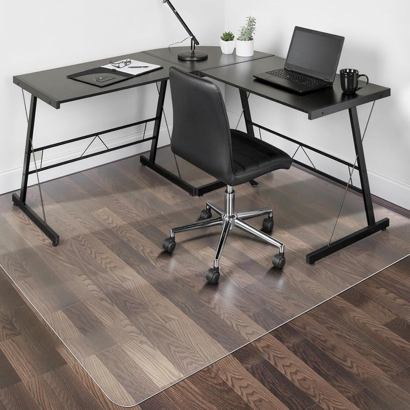 SALLOUS Office Chair Mat for Hard Floors, 63" x 51" Large Chair Mat for Hardwood Floors, Slip Resistant Floor Protector Desk Mat for Home, Waterproof Vinyl Floor Mat for Gaming Chairs (Clear) - Image 1